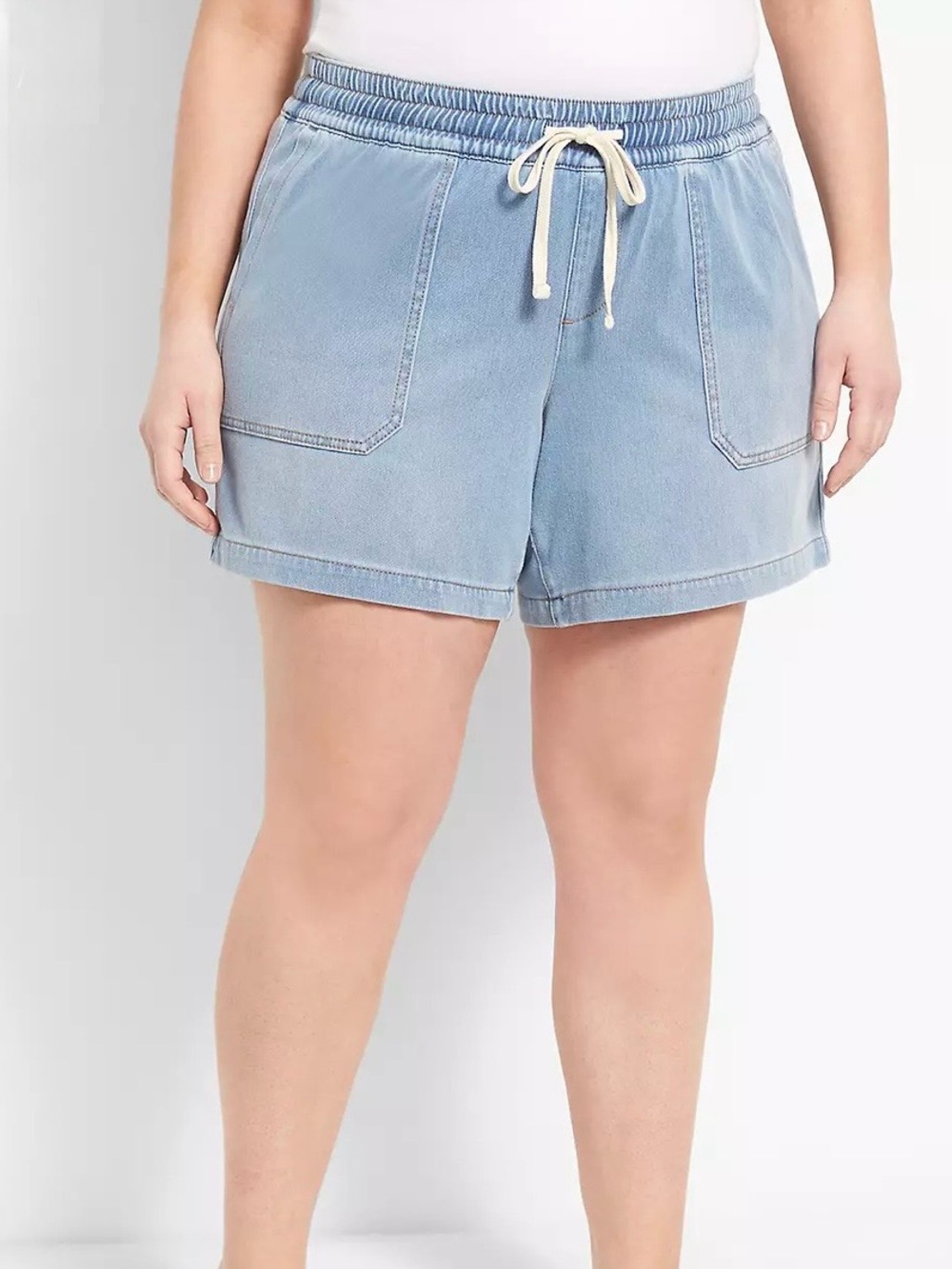 Lane Bryant Pull-On Knit Denim Short - Light Wash  Plus Size 14